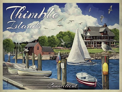 Framed Thimble Islands Conn Print