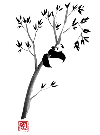 Framed Panda In The Tree Print