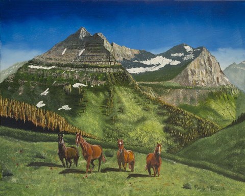 Framed Four Mountain Horses Print