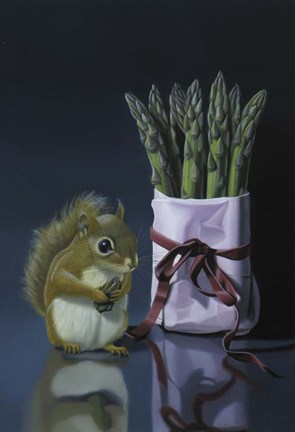 Framed Squirrel And Asparagus Print