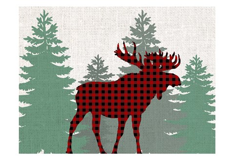 Framed Moose Plaid Print
