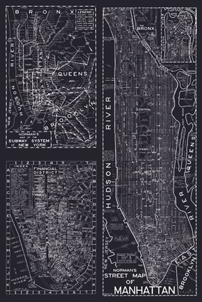 Framed New York Street Map Print