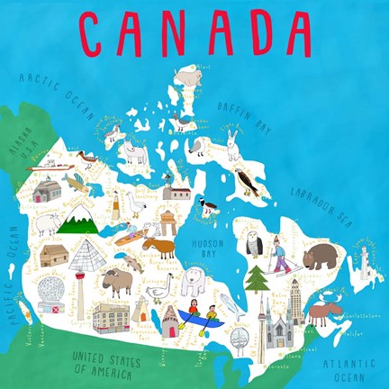 Framed Illustrated Countries Canada Print