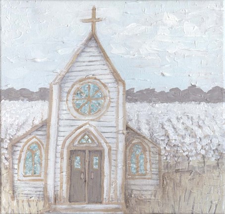 Framed Farm Sketch Church Print