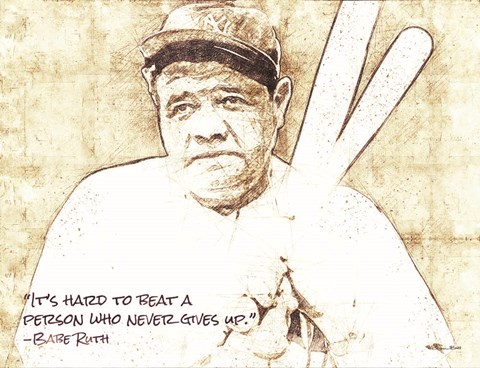 Framed Babe Ruth Sketch Print