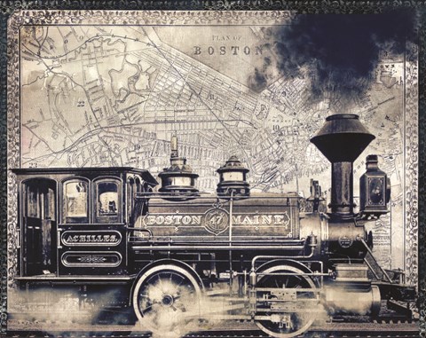 Framed Vintage Boston Railroad Print