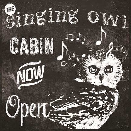 Framed Singing Owl Cabin Print