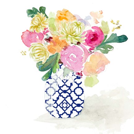 Framed Navy Spring Vase II Print