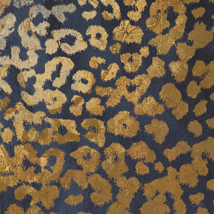 Framed Navy Gold Leopard Pattern Print