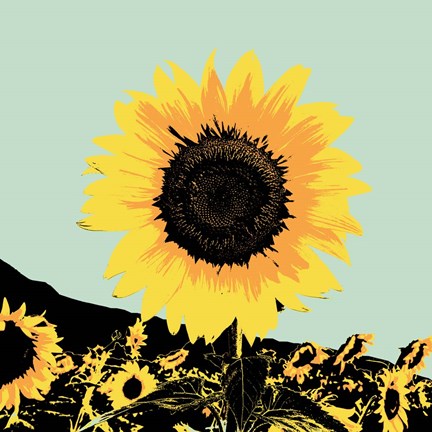 Framed Pop Art Sunflower I Print