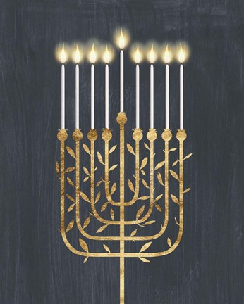 Framed Golden Hanukkah I Print