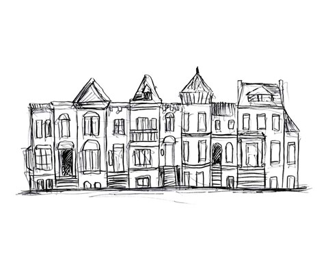 Framed Rowhouses II Print