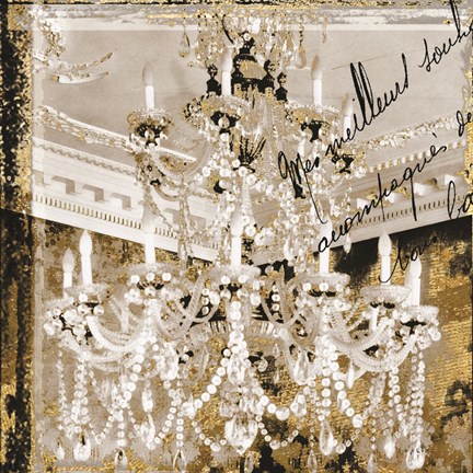 Framed Draped Pearls Chandelier Print