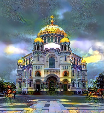 Framed Saint Petersburg Russia Naval cathedral of Saint Nicholas in Kronstadt Print