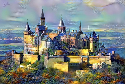 Framed Stuttgart Germany Hohenzollern Castle Print
