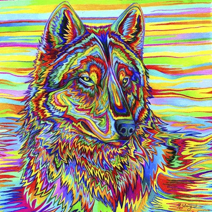 Framed Psychedelic Wolf Print