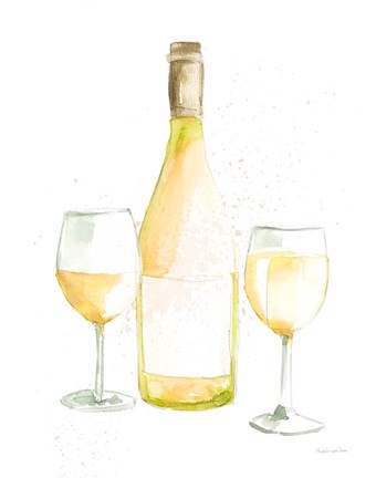 Framed Pop the Cork II White Wine Print