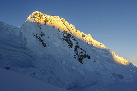 Framed Sunrise on Quitaraju Mountain in the Cordillera Blanca in the Andes Print