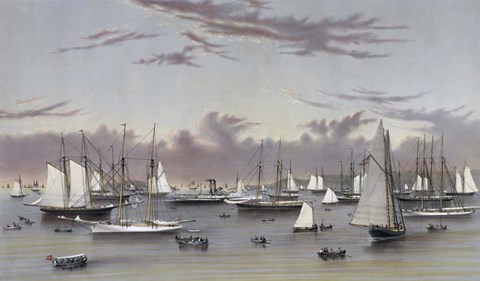 Framed Yacht Squadron at Newport, circa 1872 Print