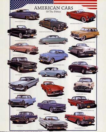 Framed American Cars Print