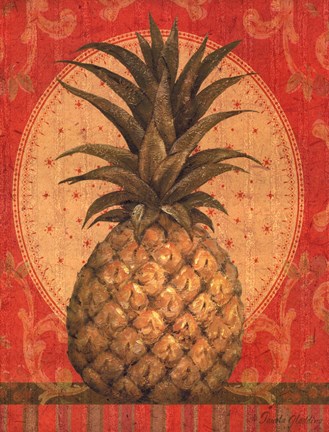 Framed Grand Pineapple Red Print