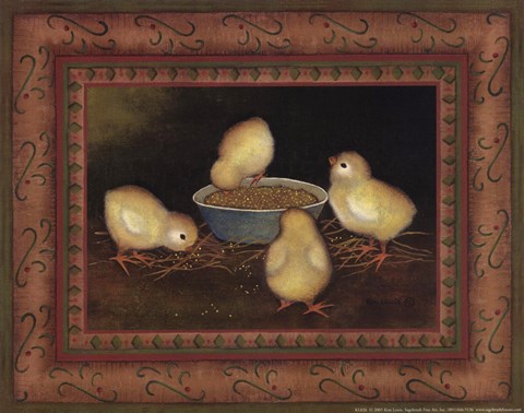 Framed Chicks with Seed Print