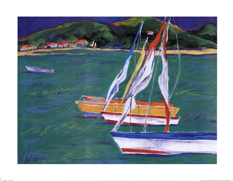 Framed Tropical Sailboats II Print