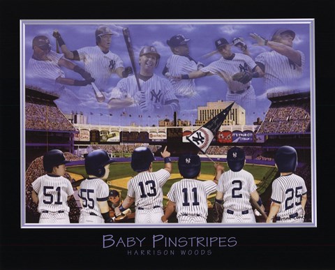 Framed Baby Pinstripes - 6 NY Yankees Print