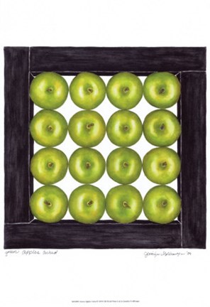 Framed Green Apples Cubed Print