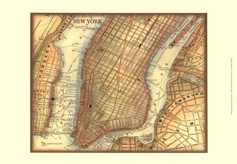 Framed Map of New York Print
