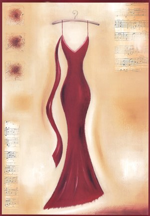 Framed Red Evening Gown II Print