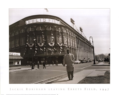 Framed Jackie Robinson Leaving Ebbets Field, 1947 Print