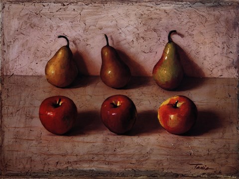 Framed 3 Apples and 3 Pears Print