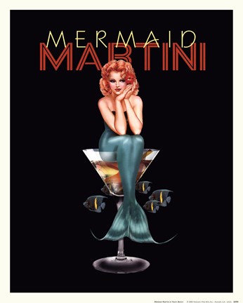 Framed Mermaid Martini Print