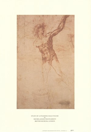 Framed Study of a Standing Male Figure Print