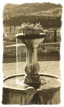 Framed Fountain Overlooking City Print