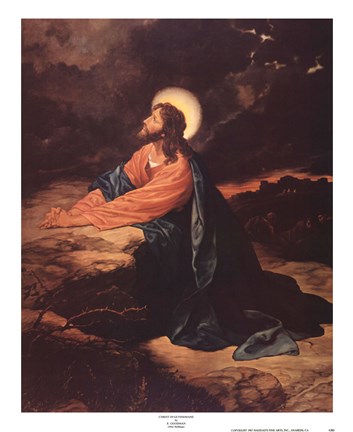 Framed Christ in Gethsemane Print