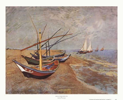 Framed Boats at Saint-Maries, 1888 Print