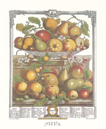 Framed March/Twelve Months of Fruits, 1732 Print