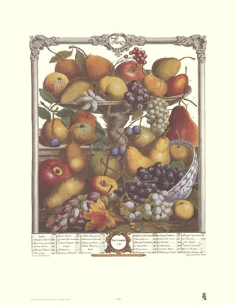 Framed November/Twelve Months of Fruits, 1732 Print