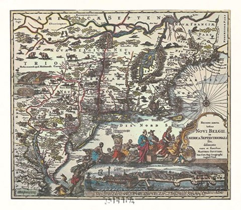 Framed Map of North Eastern America Print
