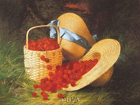 Framed Harvest of Cherries, 1866 Print