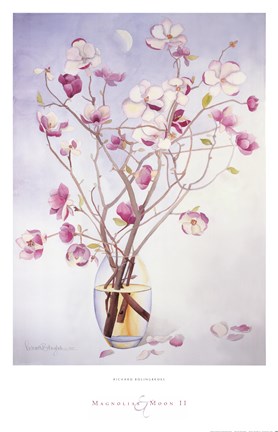 Framed Magnolias &amp; Moon II Print