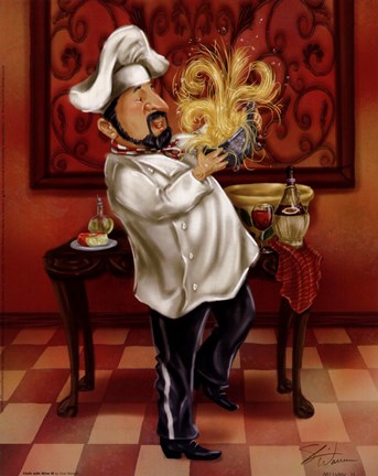 Framed Chefs With Wine III Print