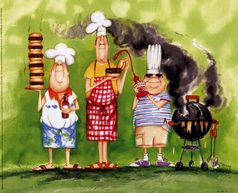 Framed BBQ Chefs II Print