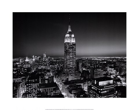 Framed Empire State Building at Night Print