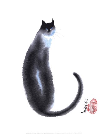 Framed Chinese Cat II Print
