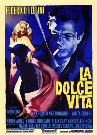 Framed La Dolce Vita Federico Fellini Print