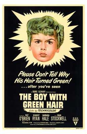 Framed Boy with Green Hair Print