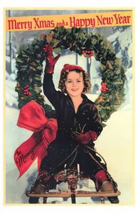 Framed Shirley Temple Christmas Greeting Print
